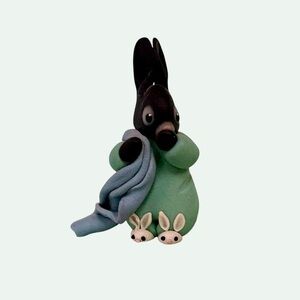 Bunny miniature handmade clay vintage 1989